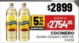 Diarco Cocinero - aceite girasol x 900 ml. c	ext{ód}:52 oferta