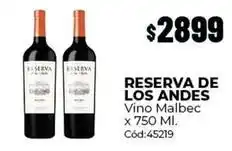 Diarco Reserva de los andes - vino malbec c uevo d:45219 oferta