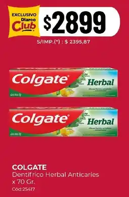 Diarco Colgate dentífrico herbal anticaries oferta