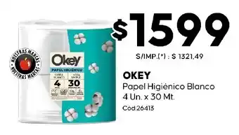 Diarco Okey papel higiénico blanco oferta