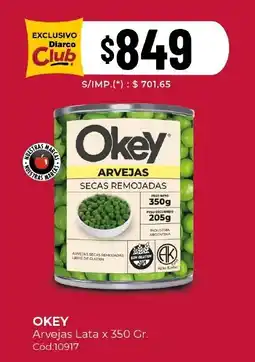 Diarco Okey arvejas secas remojadas oferta