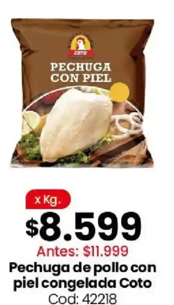 Coto pechuga de pollo con piel congelada