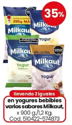 Coto Milkaut yogures bebibles varios sabores oferta
