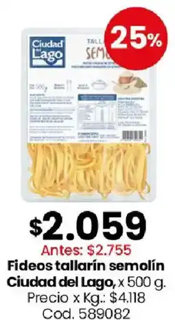 Coto Ciudad del Lago fideos tallarin semolin oferta