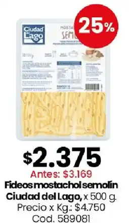 Coto Ciudad del Lago fideos mostachol semolin oferta