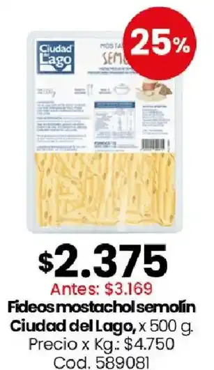 Coto Ciudad del Lago fideos mostachol semolin oferta
