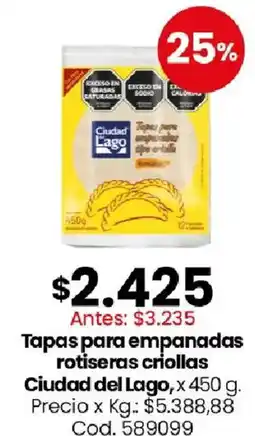 Coto Ciudad del Lago tapas para empanadas rotiseras criollas oferta
