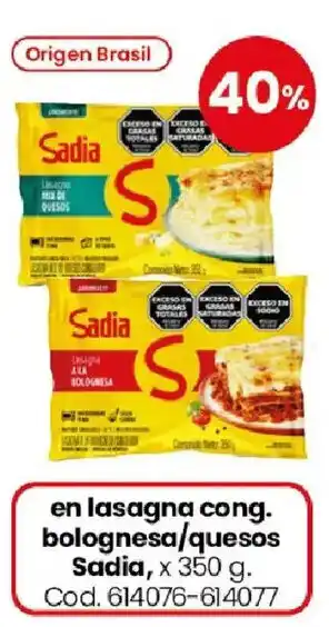 Coto Sadia lasagna cong. bolognesa/quesos oferta