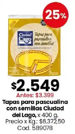 Coto Ciudad del Lago tapas para pascualina con semillas oferta