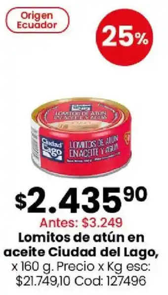 Coto Ciudad del Lago lomitos de atún en aceite y agua oferta