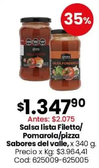 Coto Sabores del valle salsa lista filetto/pomarola/pizza oferta