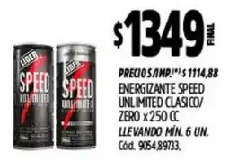 Supermercados Yaguar Lider energizante speed unlimited clasico/zero oferta