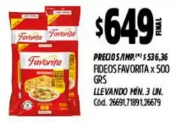Supermercados Yaguar Favorita fideos oferta
