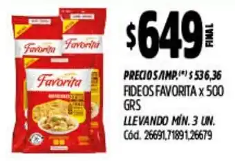 Supermercados Yaguar Favorita fideos oferta