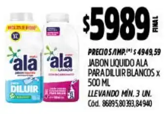 Supermercados Yaguar Ala jabon liquido para diluir blancos oferta