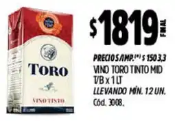 Supermercados Yaguar Toro vino tinto mid oferta