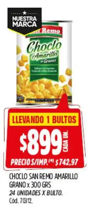 Supermercados Yaguar San remo choclo amarillo en granos oferta
