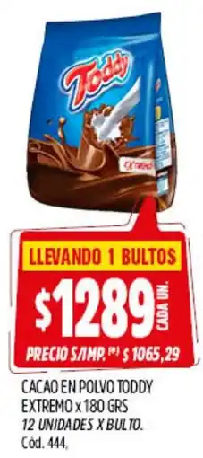 Supermercados Yaguar Toddy cacao en polvo extremo oferta