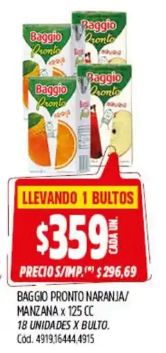 Supermercados Yaguar Baggio pronto naranja/ manzana oferta
