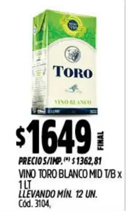 Supermercados Yaguar Toro vino blanco mid oferta