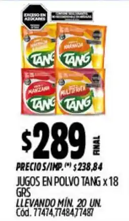 Supermercados Yaguar Tang jugos en polvo oferta