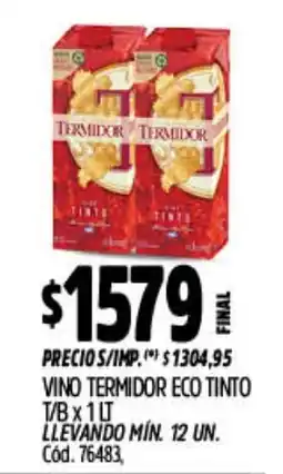 Supermercados Yaguar Termidor vino tinto oferta