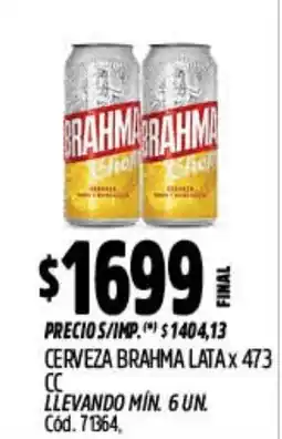 Supermercados Yaguar Brahma cerveza lata oferta