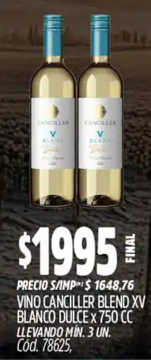 Supermercados Yaguar Canciller vino blend xv blanco dulce oferta