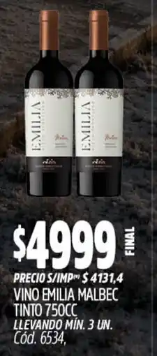 Supermercados Yaguar Emilia vino malbec tinto oferta