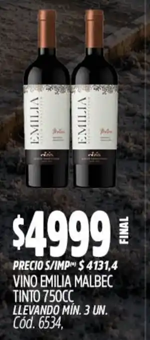 Supermercados Yaguar Emilia vino malbec tinto oferta
