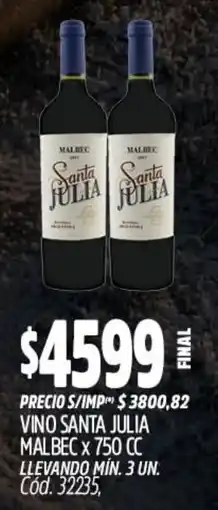 Supermercados Yaguar Santa julia vino malbec oferta