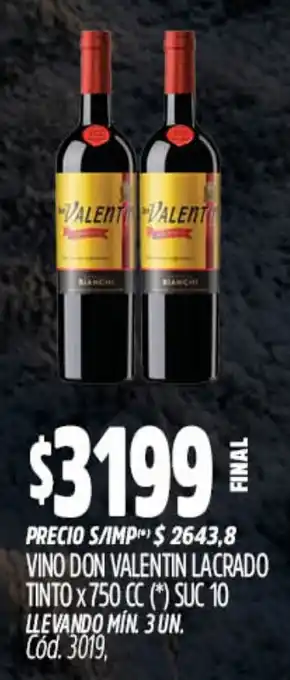 Supermercados Yaguar Don valentin vino tinto oferta