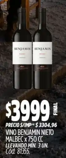 Supermercados Yaguar Benjamin vino malbec oferta