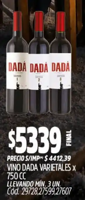 Supermercados Yaguar Dada vino varietales oferta