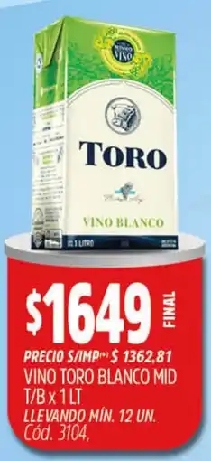 Supermercados Yaguar Toro vino blanco oferta