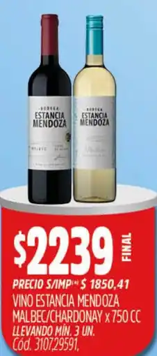 Supermercados Yaguar Estancia mendoza vino malbec/chardonnay oferta