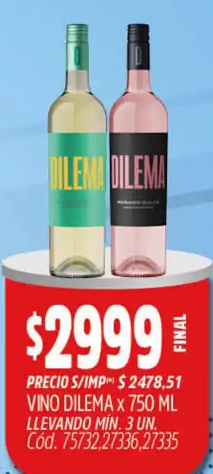 Supermercados Yaguar Dilema vino oferta