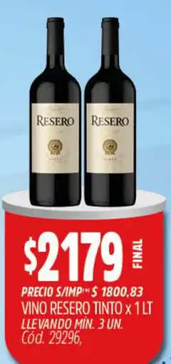 Supermercados Yaguar Resero vino tinto oferta