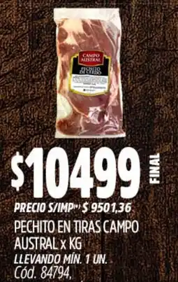 Supermercados Yaguar Campo austral pechito en tiras oferta