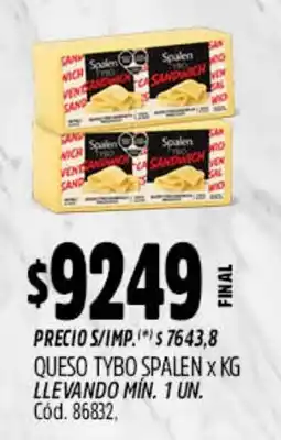 Supermercados Yaguar Spalen queso tybo sandwich oferta
