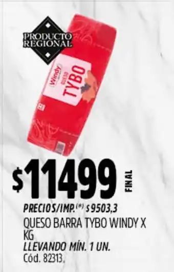 Supermercados Yaguar Tybo queso barra windy oferta