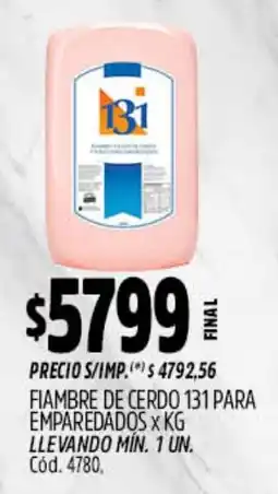 Supermercados Yaguar 131 fiambre de cerdo para emparedados oferta