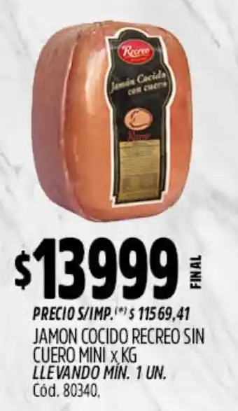 Supermercados Yaguar Recreo jamon cocido sin cuero mini oferta