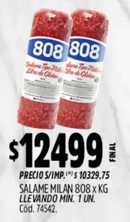 Supermercados Yaguar 808 salame tipo milan libre de gluten oferta