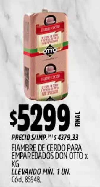 Supermercados Yaguar Don otto fiambre de cerdo para emparedados oferta