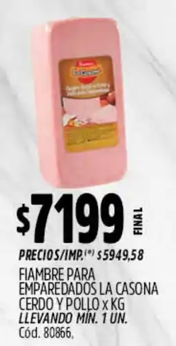 Supermercados Yaguar La casona fiambre para emparedados cerdo y pollo oferta