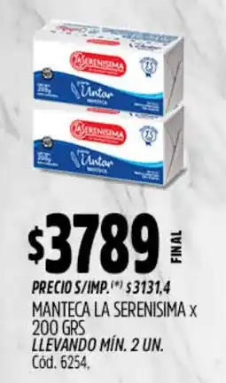 Supermercados Yaguar La serenisima manteca oferta