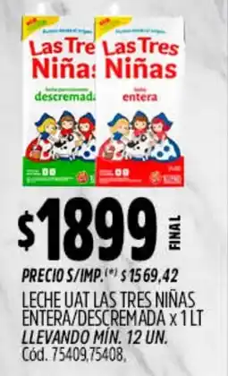 Supermercados Yaguar Uat leche las tres niñas entera o descremada oferta