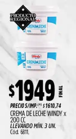 Supermercados Yaguar Windy crema de leche oferta