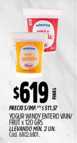 Supermercados Yaguar Windy yogur vainilla oferta